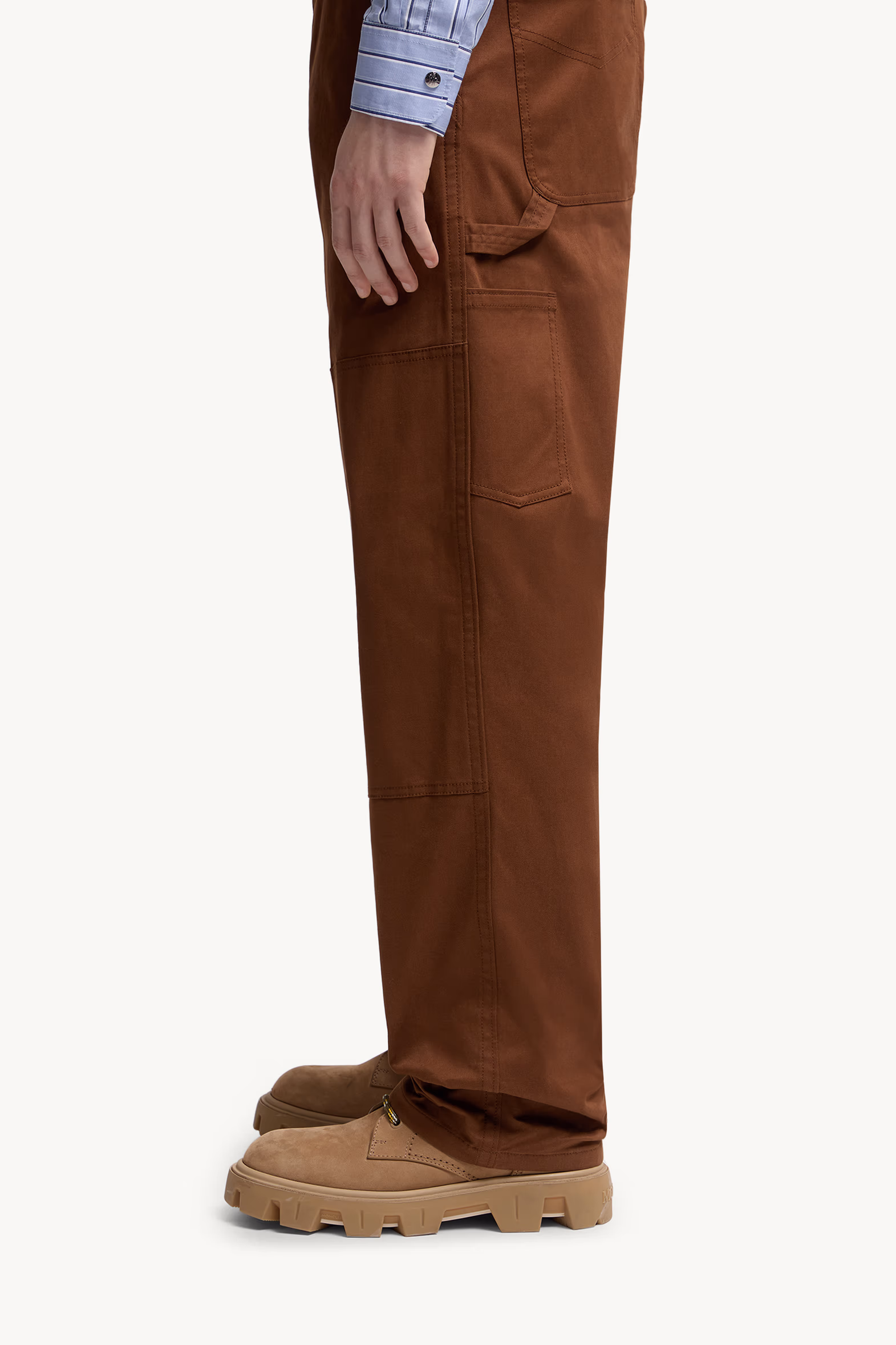 Pantalon en gabardine de coton Hommes Marron Moncler 4